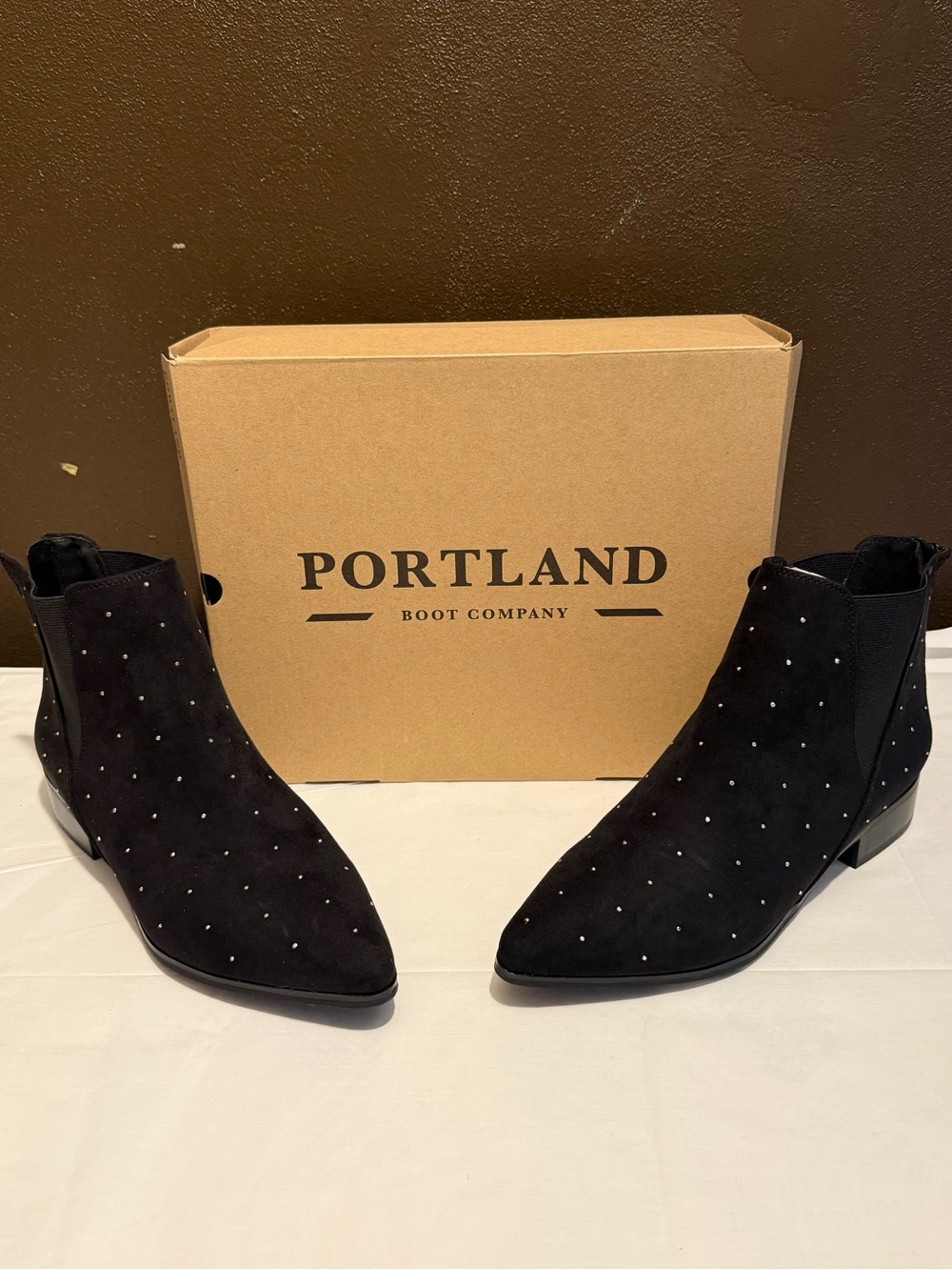 Portland Boot Company Women's Black Studded Suede Ankle Boots NWT Never Worn